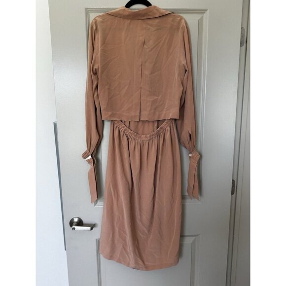 Vince 100% Silk Slit Back Long Sleeve Blush Pink Shirt Dress Size Small - Picture 7 of 11